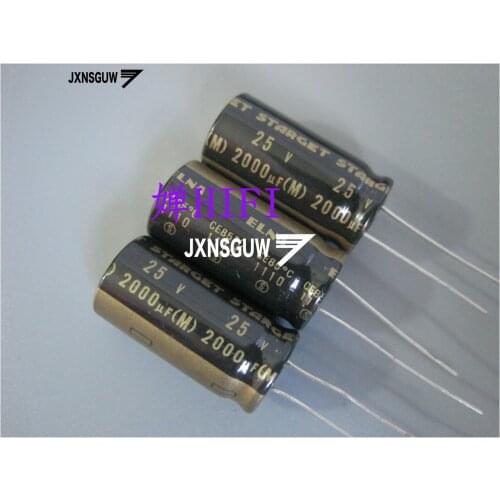 10PCS ELNA STARGET 25V2000UF 12.5X25MM Black Aluminum electrolytic capacitors 2000uF/25V 85 degrees 2000UF 25V Gold word