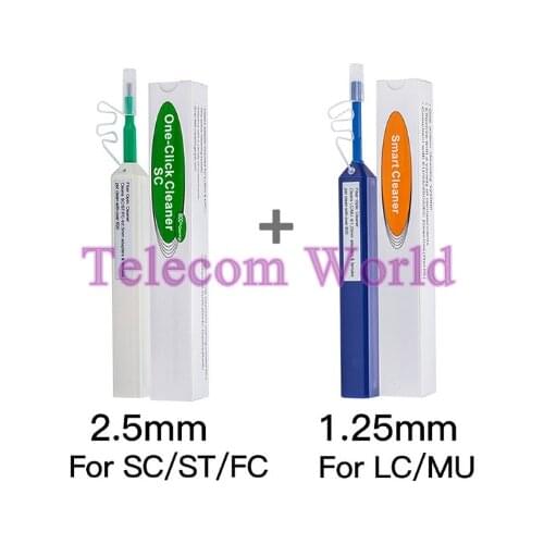 2PCS/lot LC/SC/FC/ST One-Click Cleaner Tool 1.25mm and 2.5mm Fiber Optic Cleaning Pen 800 Cleans Fiber Optic Cleaner