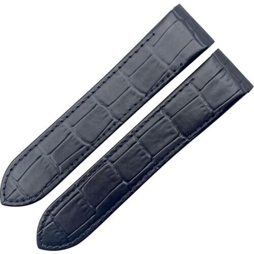 20 23mm Black Brown Genuine Calf Leather Strap Watch Band for San 100 Watchband DIY Repacle