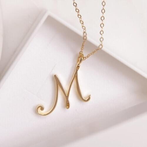 26pcs/lot Tiny Swirl Initial Alphabet Letter Necklace All 26 English A-Z Cursive Luxury Monogram Name Letters Word Necklaces