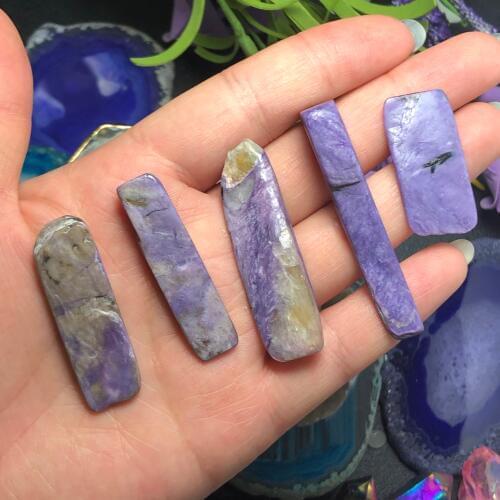 5pcs Beautiful Natural Charoite Crystal Cube Raw Gemstone Polished Stone Great for Meditation Chakra Reiki Stone As Gift