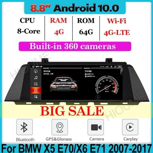 8.8" original car style Android 10 Car Multimedia Player for BMW X5 E70 F15/X6 E71 F16 (2007-2017) with BT Wi-Fi 4G
