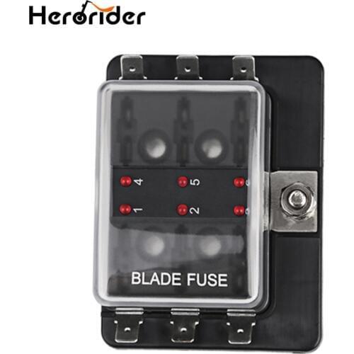6 Way Mini Auto Fuse Box 12V 24V Car Fuses Holder 100A With Standard Blade Fuse LED Warning Light Kit for Boat Marine Trike