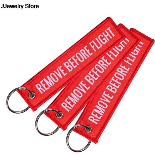 Fashion Remove Before Flight Tags Keychain Keyring Rectangle Polyester Embroidery Message Multicolor 13*3CM HOT SALE