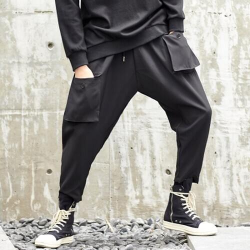 Original design new dark Japanese multi-pocket pants mens pants casual pants youth harem pants trend