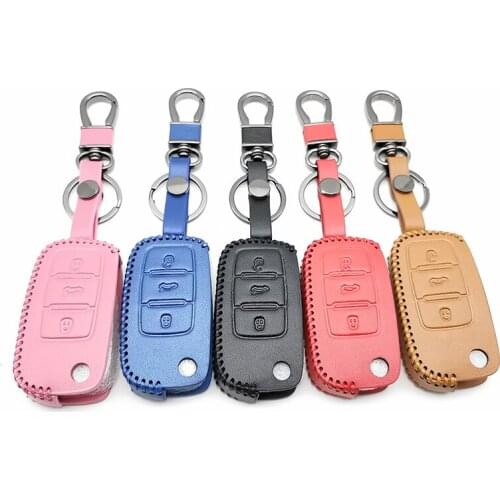 Key Case for Car Leather Cover for Volkswagen Polo Passat b5 Golf 4 5 6 Mk6 Tiguan Gol CrossFox Plus Eos Scirocco Beet 3 Buttons