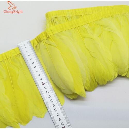 ChengBright Beatiful Goose Feather Trims 10Yards Dyed Goose Feather Ribbon Fringes Goose Feather Cloth Belt 5-6inch/13-18cm