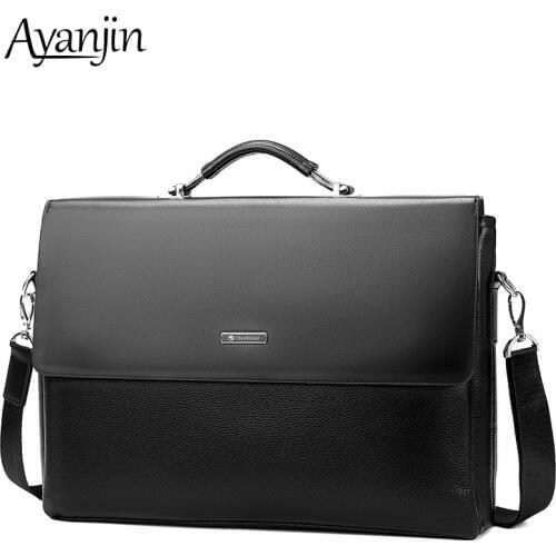 Business Bag Handbag Men Leather Portable Laptop Briefcase 13 13.3 14 inch For Macbook Xiaomi Huawei HP Case Mens Shoulder Bags