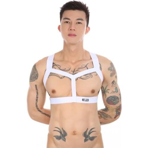 Men Body Chest Harness Sexy Lingerie Gay Bondage Wide Straps Harness Belt Chest Muscle Roleplay Club Party Costume