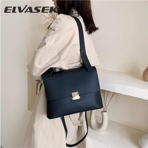 ELVASEK Chic Retro Women Shoulder Bags For Women 2020 Luxury Pu Leather Crossbody Bag Casual Strap Female Handbags Large Purse