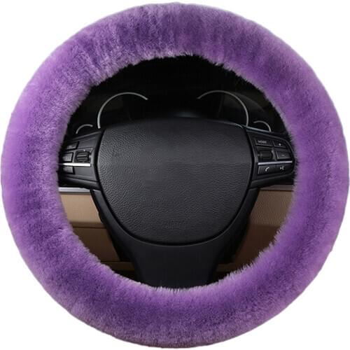 Fleece Steering Wheel Cover For Ladies Fuzzy Winter Warm Plush Car Wheel Cover Universal Fit 35cm-43cm 5 Colors Purple Pink Grey