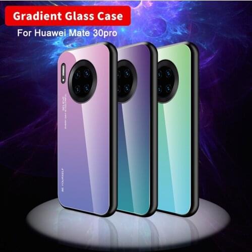 Gradient glass case mobile phone protective shell for Huawei mate 30 30pro P40 anti-fall all-inclusive tpu tempered phone cover