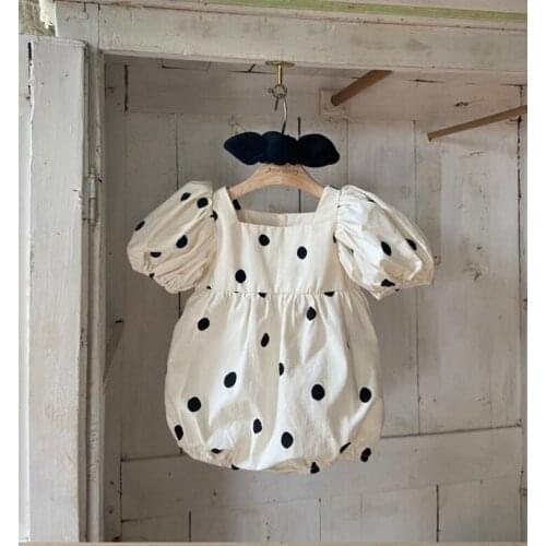 2021 new girls boys dots rompers cotton summer shorts sleeve babys jumpsuit