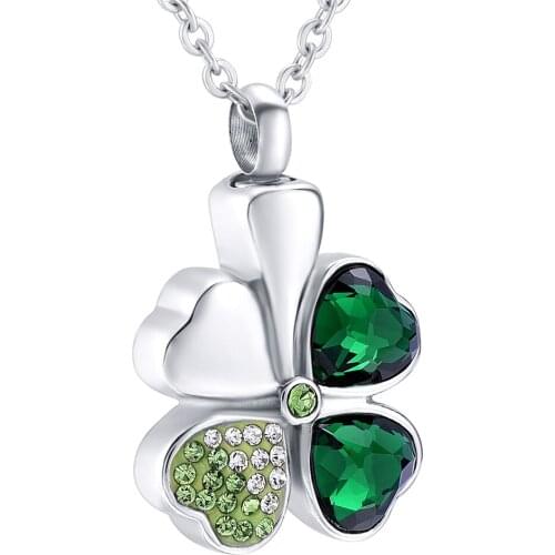 IJD9364 High Quality Stainless Steel Four Leaves Clover Cremation Pendant Urn Memorial Necklace Ashes Holder Keepsake Jewelry