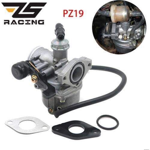 ZS Racing 19mm Carburetor PZ19 Lever Choke Carb for Honda for Suzuki for Kawasaki 50cc 70cc 90cc 110cc ATV Quad 4 Wheeler Bike