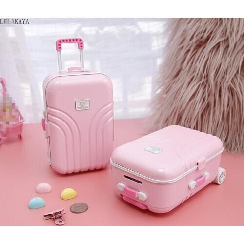 Creative Action Figure Plastic Trolley Case Can Store Money Child Storage Piggy Bank Girls Toys Pink Cartoon Save money Suitcase