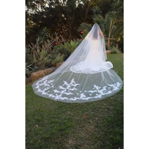 Lace Wedding Cathedral Veil, Ivory/ White Lace Cathedral Wedding Veil, Chapel Wedding Veil, Bridal Veil, Long Wedding Veil