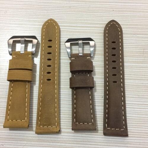 Matte Vintage Soft Genuine Leather Watchband Watch Strap 22mm 24mm 26mm