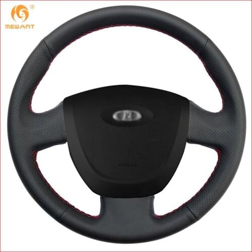 MEWANT Black Artificial Leather Car Steering Wheel Cover for Lada Granta 2011 2012 2013 2014 2015 2016 2017 2018 Accessories