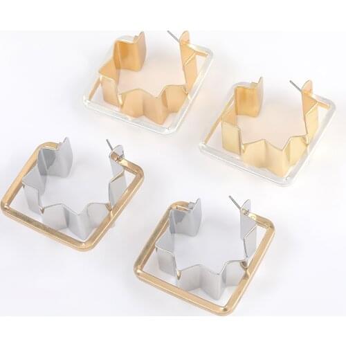 Fashion Simple Metal Geometric Frame Gear Earrings Womens Exaggerated Creative Drop Earrings Banquet Jewelry Accessories