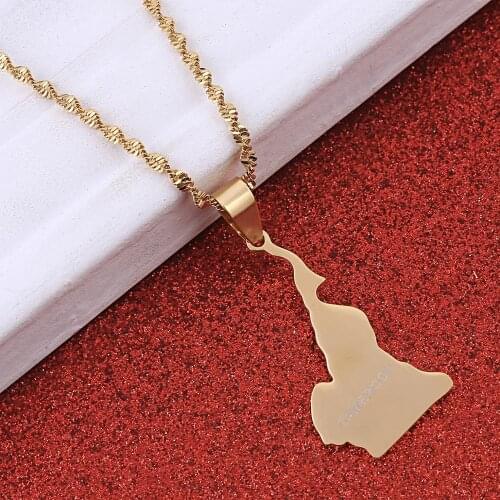 Stainless Steel République du Cameroun Map Pendant Necklace Trendy Douala Yaounde Cameroon Map Jewelry
