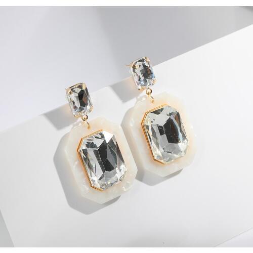 New Design Acetate Big Geometric Polygon Drop Earrings for Women White Acrylic Resin Dangle Earrings Female 2020 Brincos