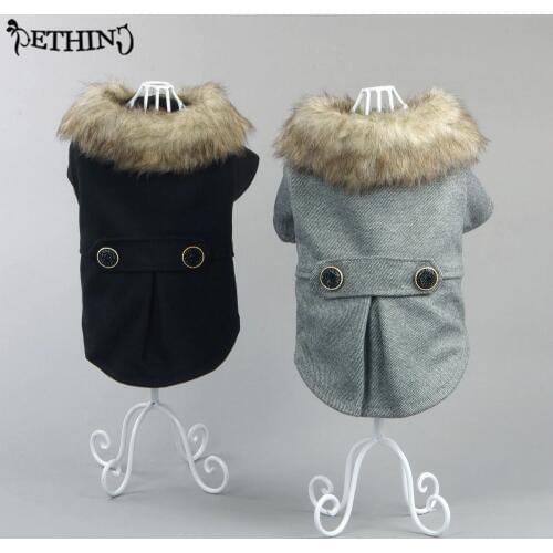 New design luxury Pet dog clothes big fur coat pet Autumn winter dog clothing XS-3XL pet winter Woolen coat pet products