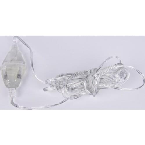 Wholesale 3M Extender Transparent Wire EU plug/US plug for LED String Christmas Lights Garden Home Garland Party Decotation