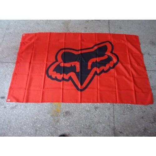 Free shipping fox face orange flag for car show , can custom print file,90X150CM size,100% polyster,fox banner