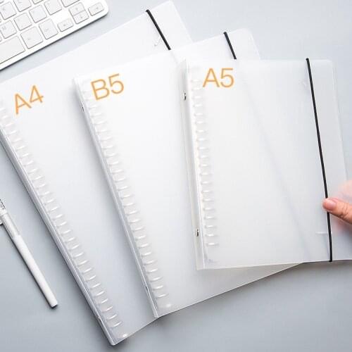 A4 A5 B5 file binder Matte Transparent 26 Hole Loose Leaf Cover Notebook Jacket Metal Loose Leaf Folder Data Test Paper Storage