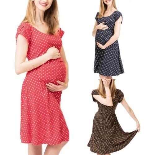 Women Pregnant Maternity Nursing Dot Breastfeeding Maternity Dress Sukienki Nursing Christmas Dress Zwangerschaps Kleding
