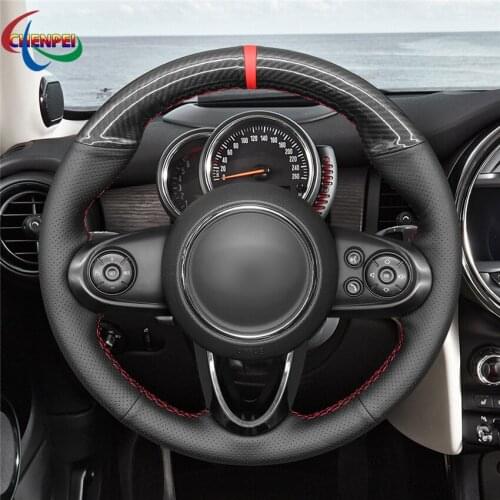 DIY Non-slip Black Leather Car Steering Wheel Cover For Mini (HatchbackMini) 2014-2020 Clubman Convertible Countryman 2017-2020