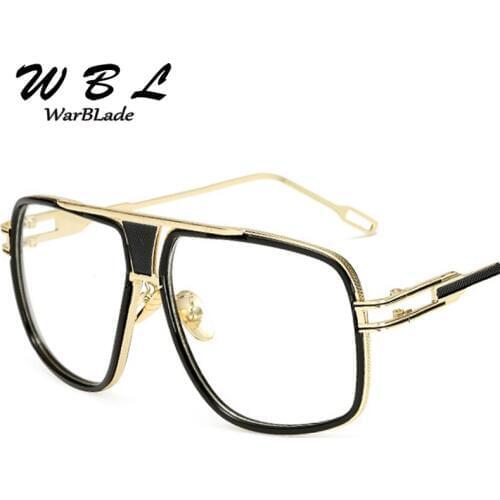 WarBLade 18K Gold Plated Square Men Brand Sunglasses Couple Flat Top Luxury Ladies Sunglasses Shades Brad Pitt Sun Glasses