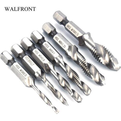 Hex Shank Twist Drill Bits Hand Tap HSS Screw Thread Plug Drill Bits M3-M10 Woodworking Hole Saw Cutter Drilling Tools