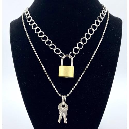 Gothic Style Key Lock Necklace on the Neck Vintage Choker Womens Neck Chain Punk Jewelry Pendants Pendant Gift Goth Friends