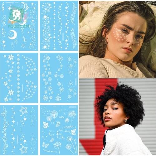 Freckles Face Temporary Waterproof tattoo sticker for women Sexy Rose white Bride Wedding Bracelet Jewelry Flower Tatoo