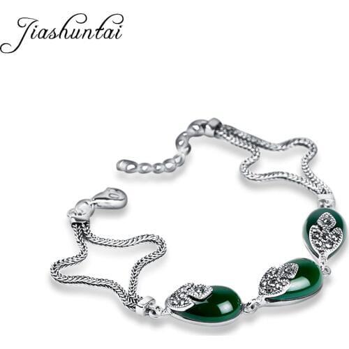 JIASHUNTAI Retro 100% 925 Sterling Silver Bracelets For Women Vintage Silver Jewelry Female