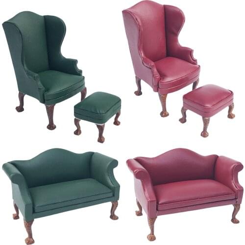 1/12 Scale Miniature Doll House PU Leather Armchair Sofa Chair Furniture DIY