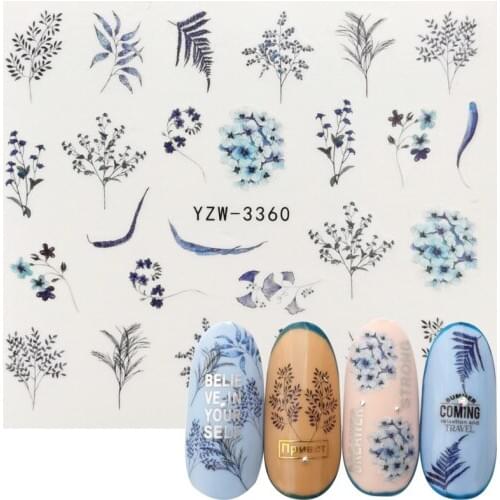 1 Sheet Nail Flower Leaves Decor Water Decal Chic Sticker For Nails Pattern Painting Wrap Paper Foil Tip Tattoo Manicure