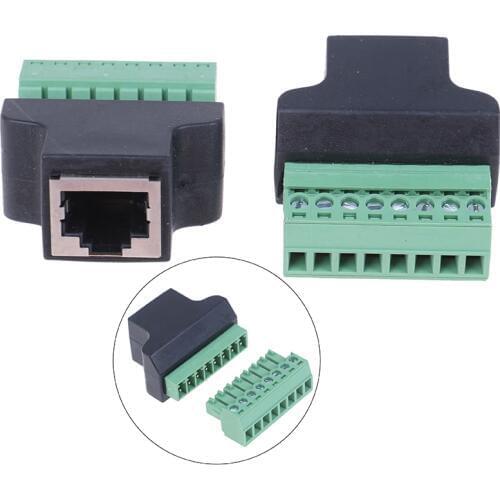 1 Pcs RJ45 To Screw Terminal Adaptor RJ45 Female To 8 Pin Connector RJ45 Splitter For CCTV DVR CCTV Accessories