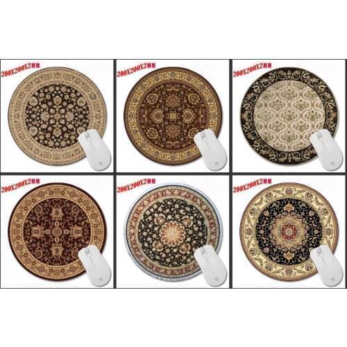 2017 Character Brown Persian Carpet Style Art Design Prints a Circular Mouse Pad for Office Computer Optics/trackball Mouse