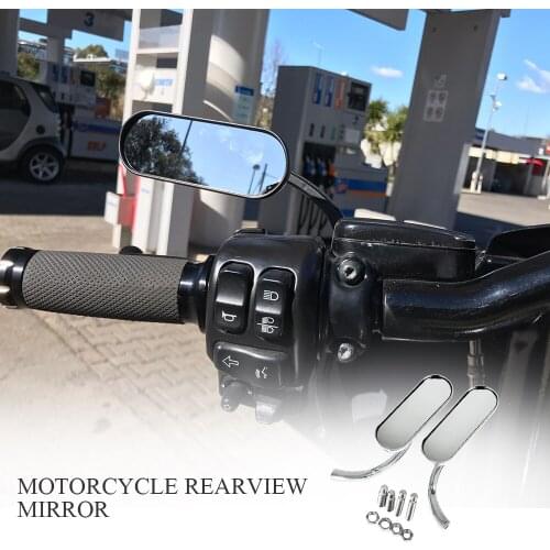 8/10mm Motorcycle Mini Oval Mirrors Black/Chrome For Harley Dyna Softail Sportster Touring Road King Cruiser Chopper Bobber
