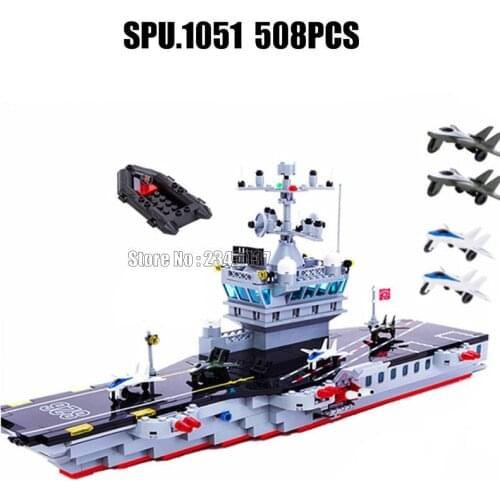 826 508pcs Military Aircraft Carrier Fighter Enlighten 2 Building Blocks 47*27cm Toy