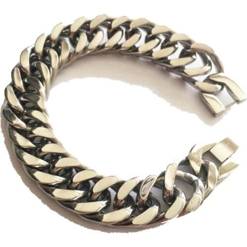 15mm 22mm Men Stainless Steel Curb Chain Link Bracelet Biker Hip Hop Men Miami Cuban Chain Bracelets Jewelry Gifts
