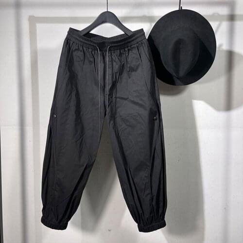Owen Seak Men Casual Cargo Harem Pants High Street Wear Hip Hop Ankle Length Mens Clothing Sweatpants Autumn Black Pants