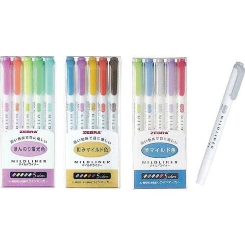 5colors/set Double Headed Marker Pens Cute Candy Color Highlighter Pen Drawing Pen Office School Stationery Supplies