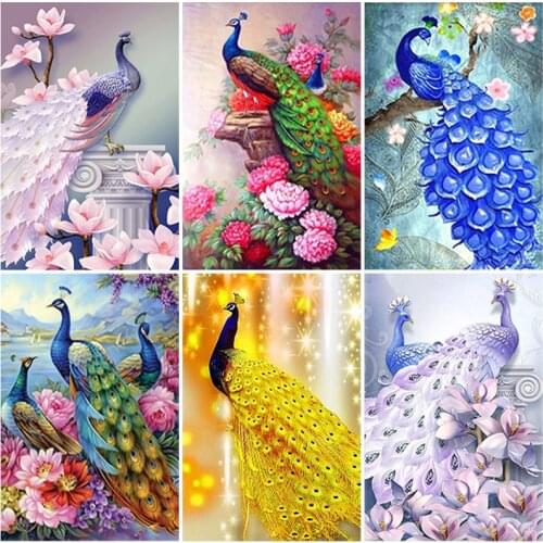 DIY Peacock 5D Diamond Painting Full Round Drill Animal Diamond Embroidery Cross Stitch Mosaic Resin Home Decor Wall Art