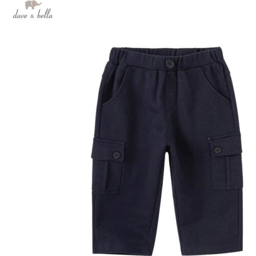 DKH17079 dave bella summer 5Y-13Y kids boys fashion casual soild pockets pants children boutique casual full-length pants