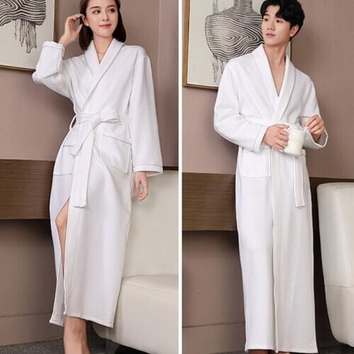 Spring Autumn Home Clothes Male and Woman Unisex Kimono Bathrobe Waffle Men Female Dressing Gown Couple Nightgown Sleepwear