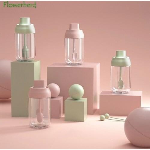 250ml Seasoning Jar Kitchen Seasoning Bottle Household Oil Brush Honey Food Storage Container Spoon Salt and Pepper Shakers